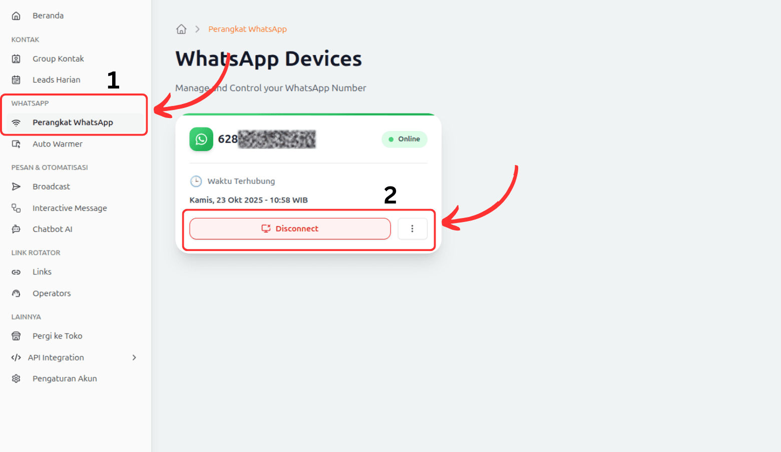 Step 1 - Buka Menu Perangkat WhatsApp