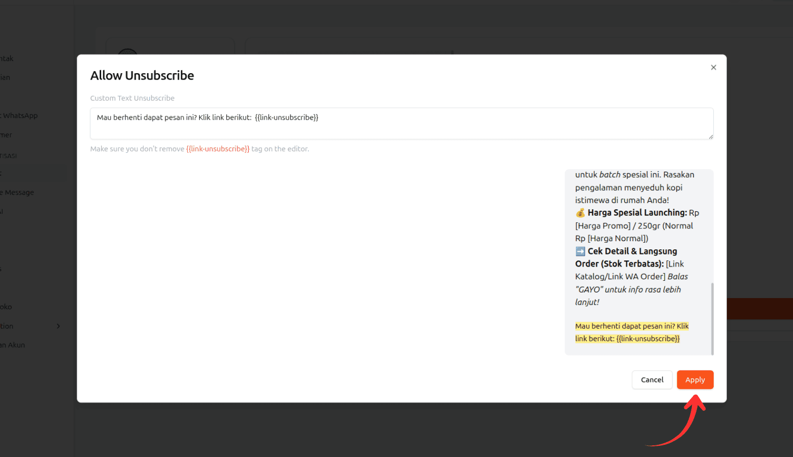 Allow Unsubscribe
Toggle