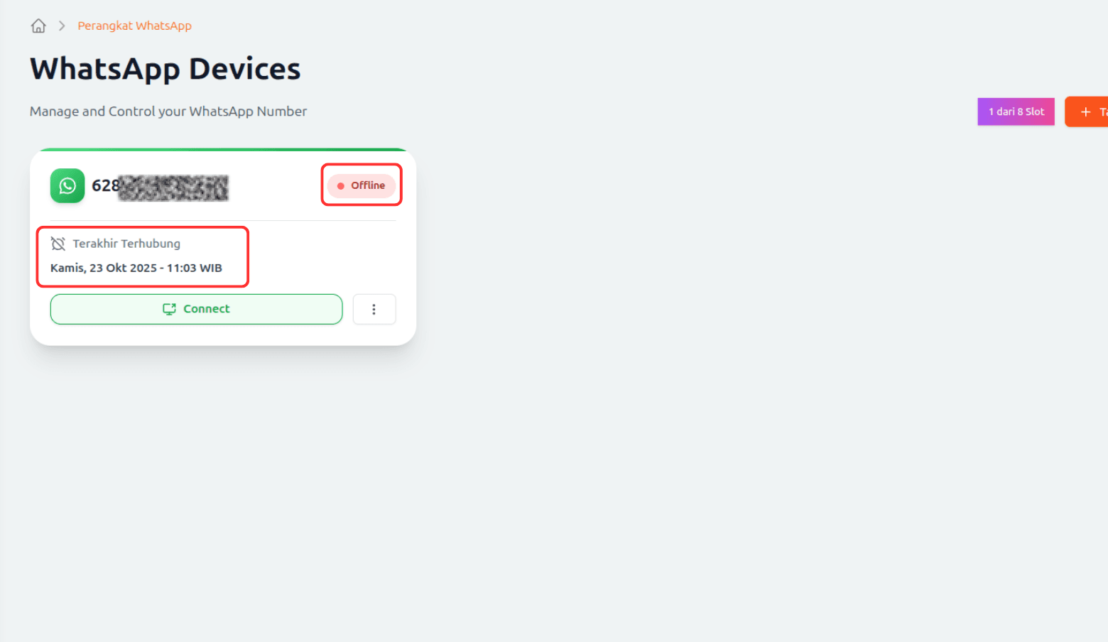 Step 3 - Status Offline