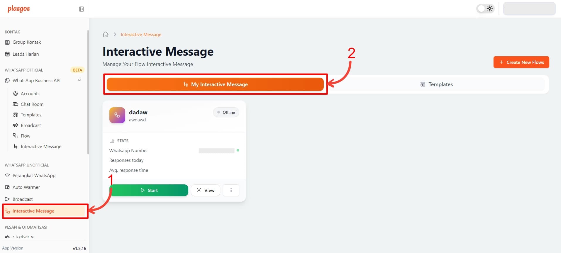 interactive message
list