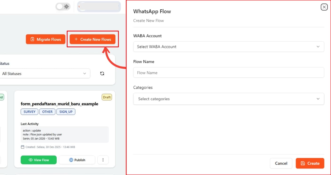 waba flow create
flow