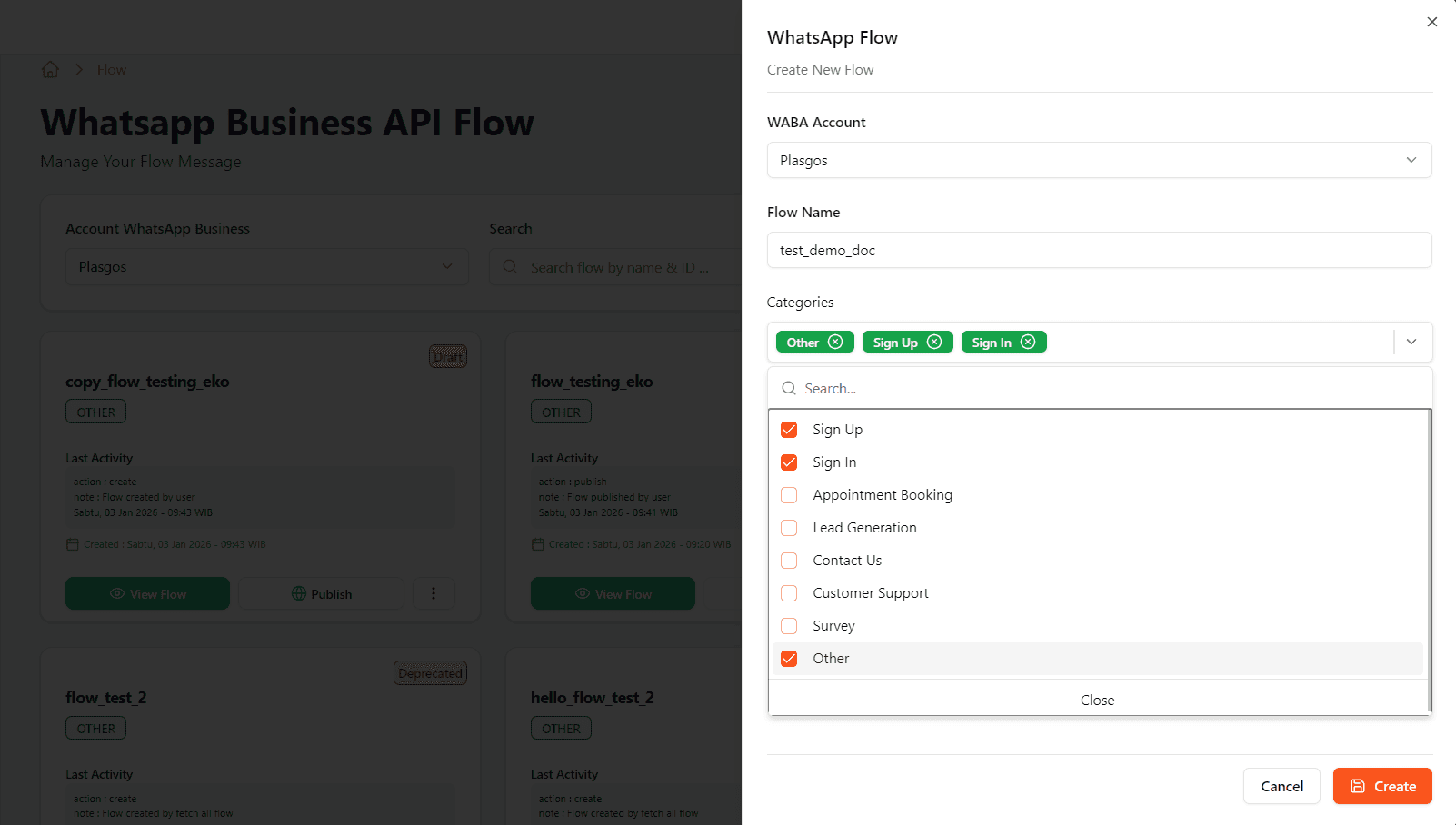 waba flow create flow
form