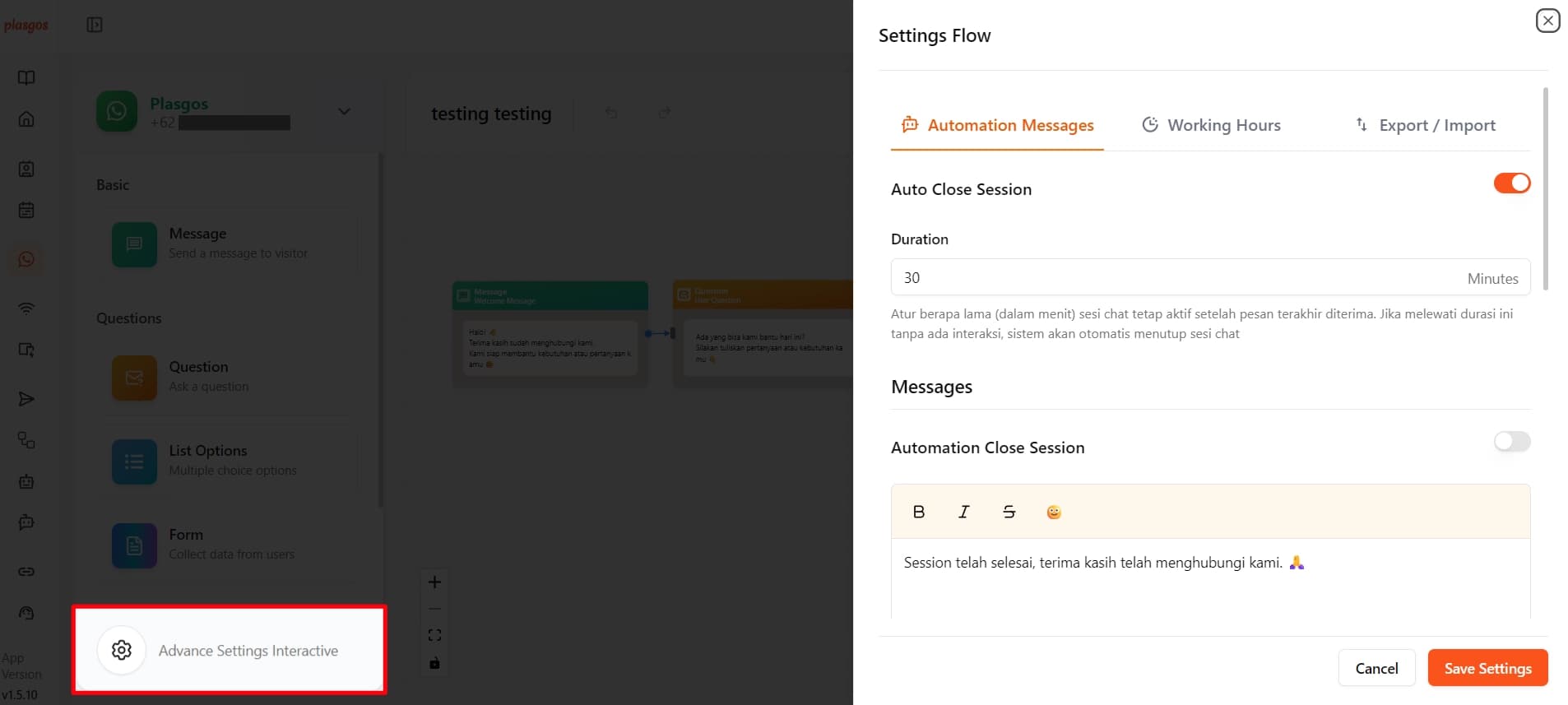 waba interactive
message