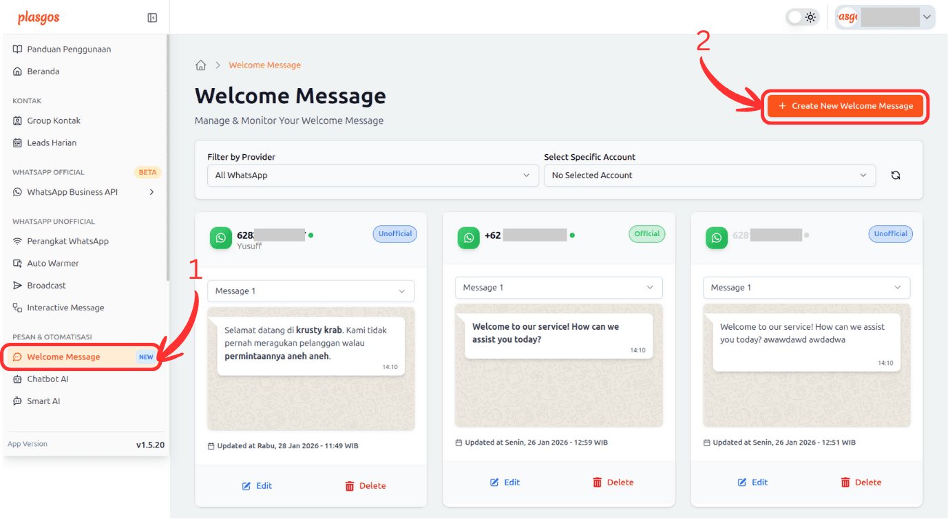 welcome message
index