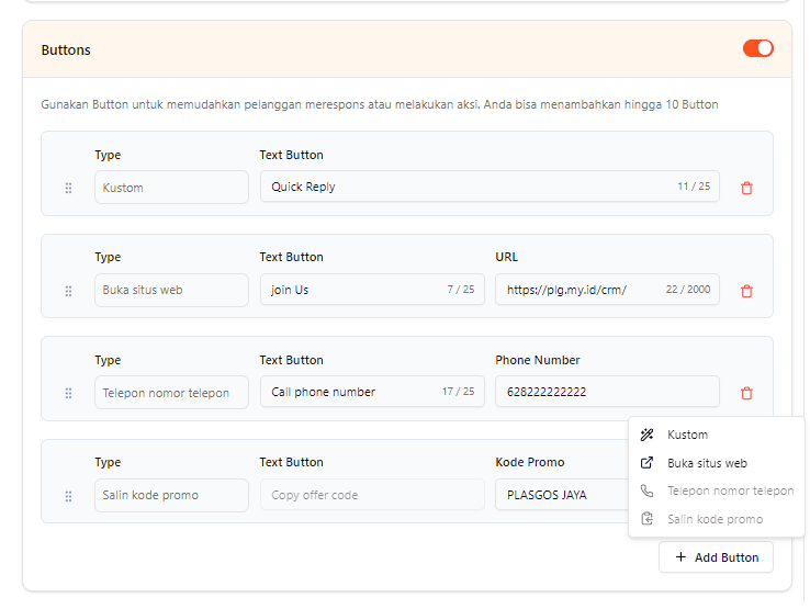 waba template
button