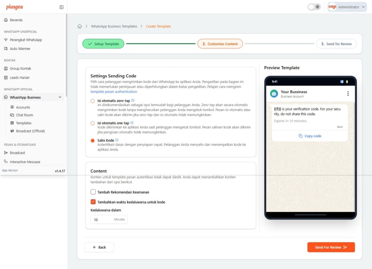 waba template setup2
auth